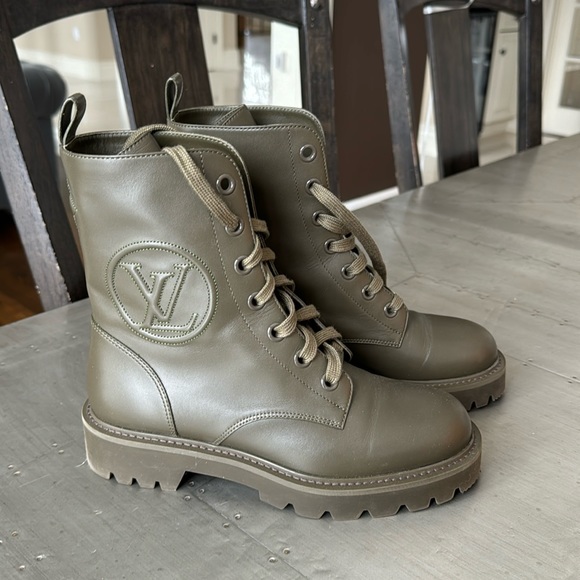 Louis Vuitton Shoes - Louis Vuitton green khaki combat military weather boot bootie sz 38 with box